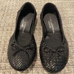 Pons Quintana Black Woven Leather Ballet Flats